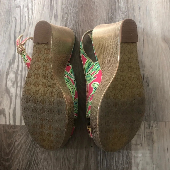 - Lilly Pulitzer Womens 8.5 Ginger Spike The Punch Colorful Floral Wedges … - Picture 5 of 5